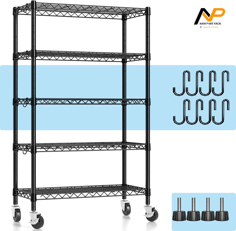 Kệ sắt v lỗ có bánh xe kèm móc gài Kệ sắt v lỗ có bánh xe kèm móc gài