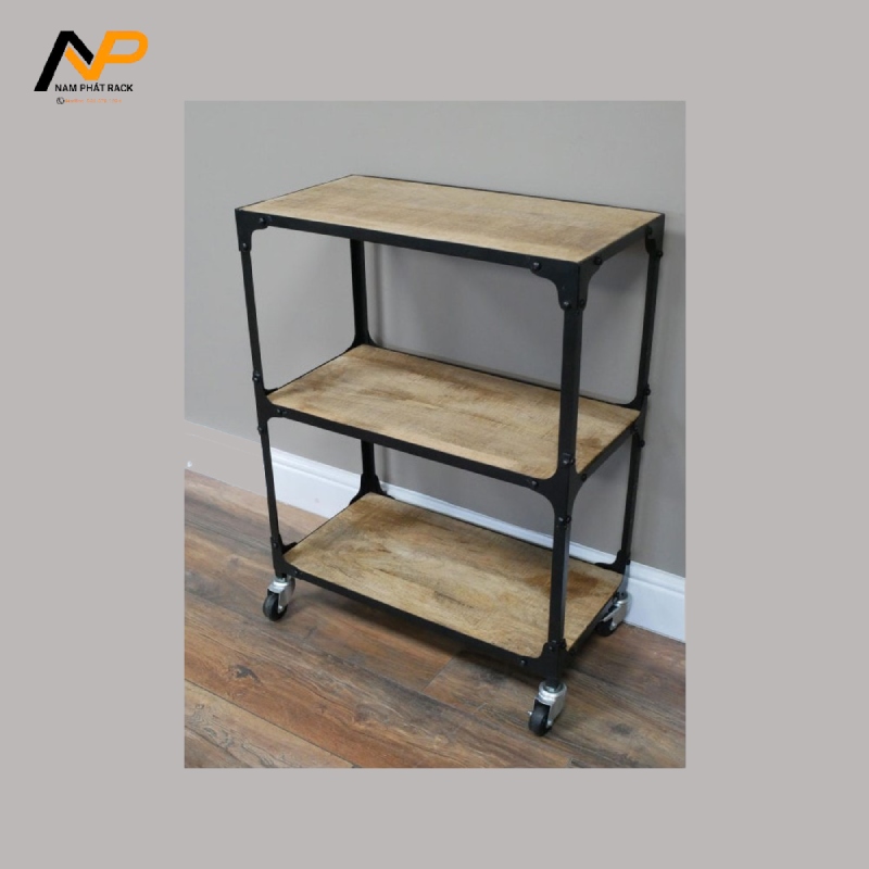 mẫu Kệ sắt v lỗ có bánh xe