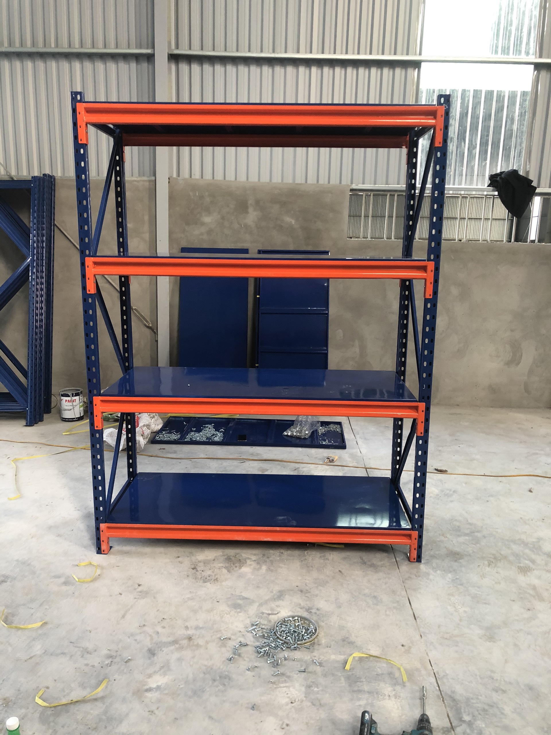 Kệ trung tải 4 tầng khung thép sơn tĩnh điện